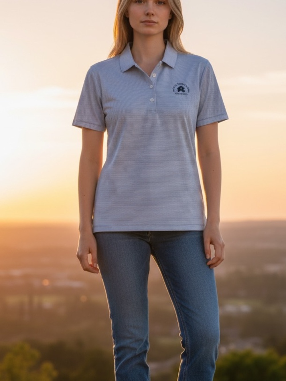 Peter Millar Navy & White Fine-Striped Polo